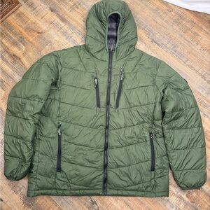 Hawke & Co Men’s XXL Hooded Puffer Jacket Olive Green Insulated Winter Full Zip